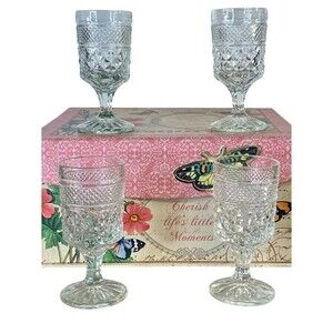Anchor Hocking Small Wexford Wine Goblets Vintage Set of Four 5.5 Inch